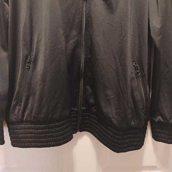 Victorias Secret Sport Black Satin Zip Up Track Jacket Varsity Vintage Size L - Picture 6 of 9